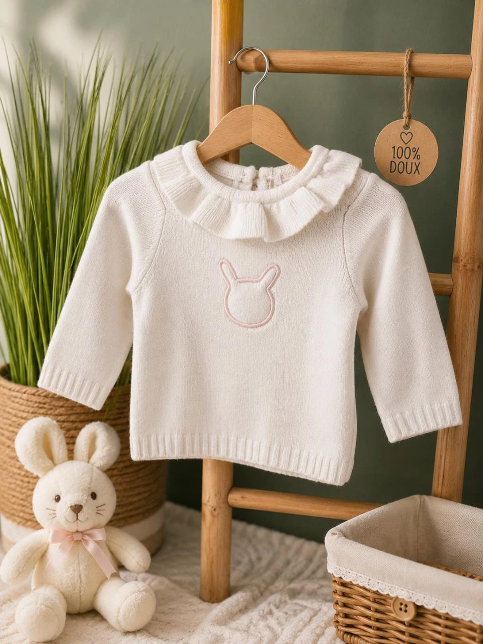 Pull fille age 3 mois orchestra blanc motif